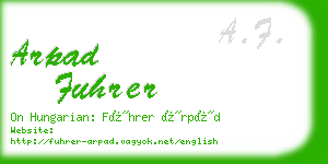 arpad fuhrer business card